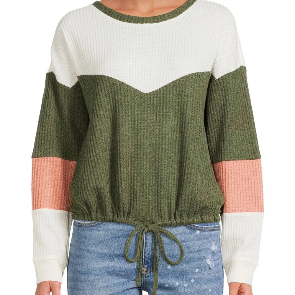 No Boundaries Juniors Colorblock Pullover Sweater Long Sleeve Sweatshirt Sz L